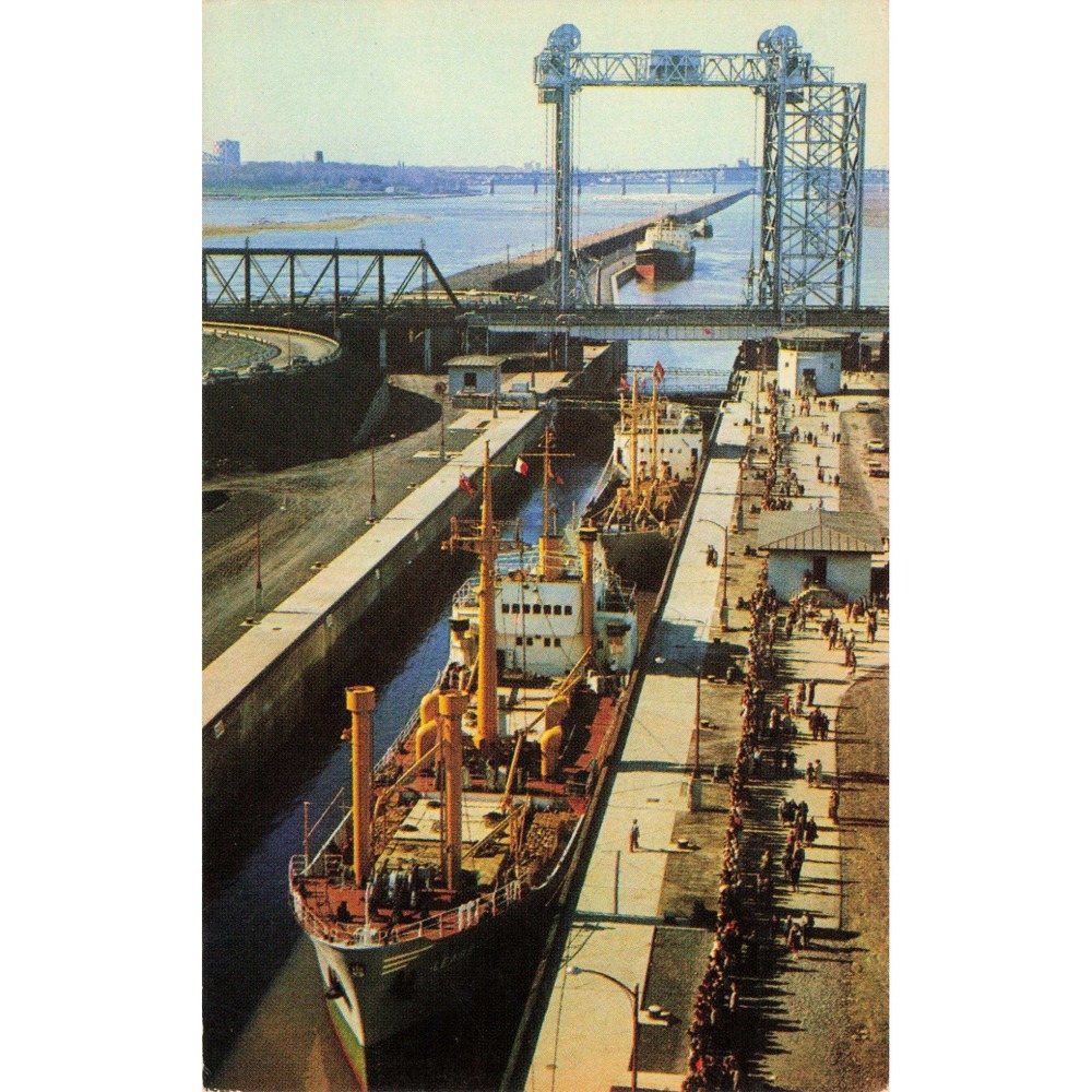 Vtg St. Lambert Lock Montreal St. Lawrence Seaway Postcard Malak Ottawa GPS 226
